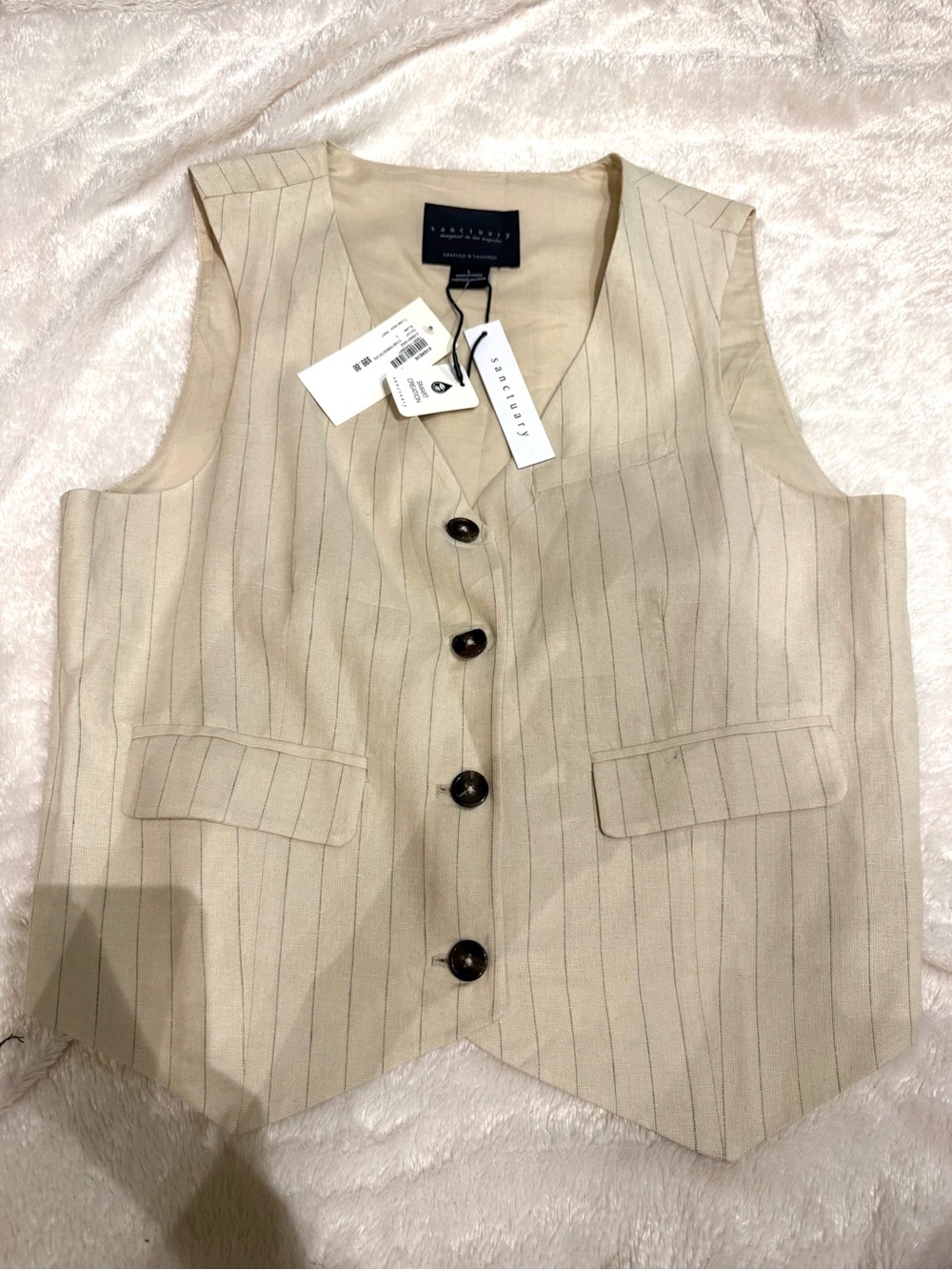 Sanctuary Cream Pinstripe Women's Vest